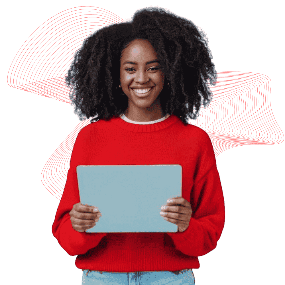 learner holding tablet for learning on odurinde.com