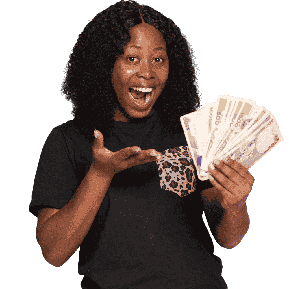 lady holding referral earning